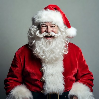Smiling Santa Claus in red suit