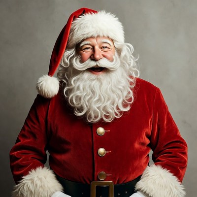 Smiling Santa Claus in red suit
