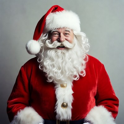 Smiling Santa Claus in red suit