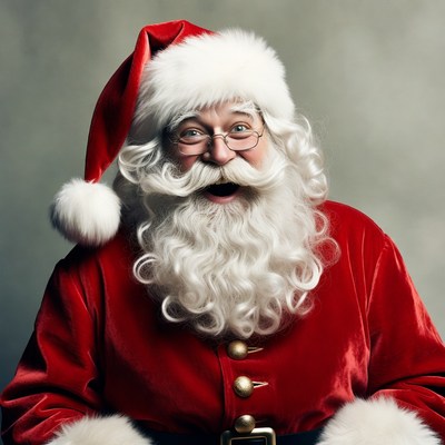 Smiling Santa Claus in red suit