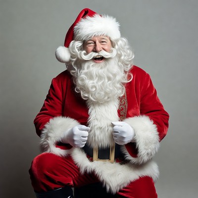Smiling Santa Claus in red suit