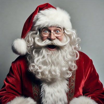 Smiling Santa Claus in red suit