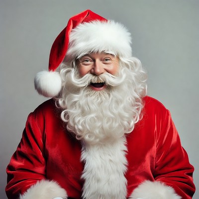 Smiling Santa Claus in red suit