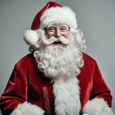 Smiling Santa Claus in red suit