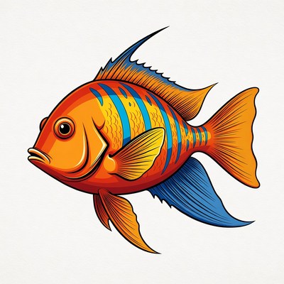 Vibrant Orange Clownfish Illustration