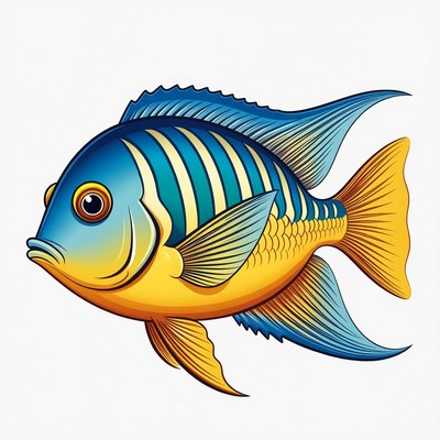 Colorful Striped Angelfish Illustration