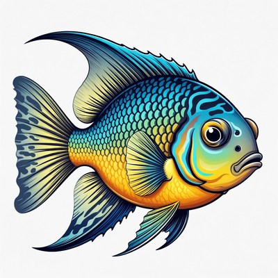 Colorful Blue Angelfish Illustration