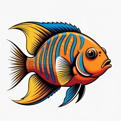 Colorful Flame Angelfish Illustration