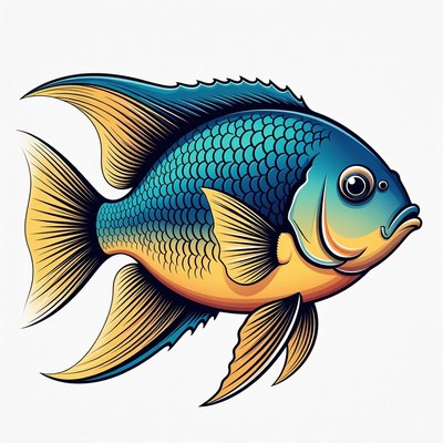 Colorful Blue Angelfish Illustration
