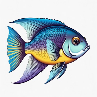Colorful Blue Angelfish Illustration