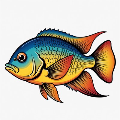 Colorful Rainbow Cichlid Fish Illustration