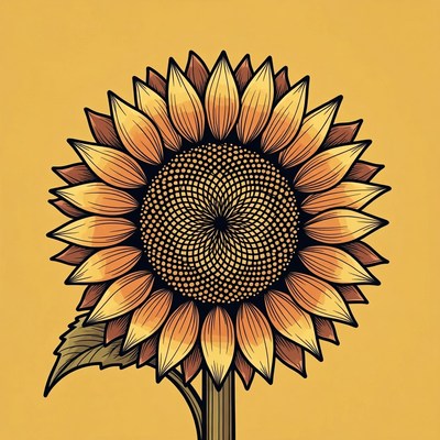 Sunflower illustration on yellow background
