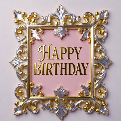 Ornate Gold Happy Birthday Frame