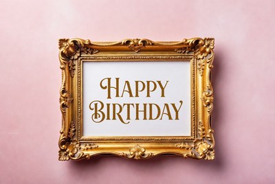 Gold Framed Happy Birthday Sign