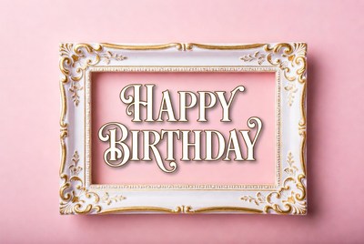 Happy Birthday in Ornate Gold Frame
