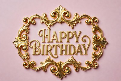 Gold Happy Birthday Frame on Pink