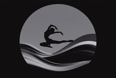Silhouette woman dancing over waves