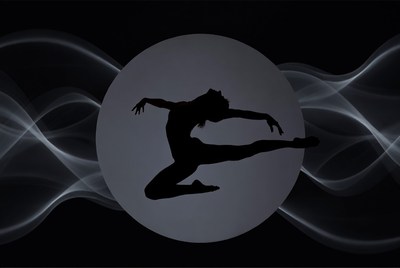 Silhouette woman ballet dancer with moon