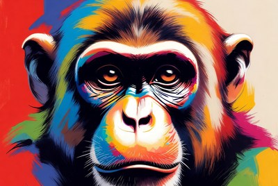 Colorful Pop Art Chimpanzee Portrait