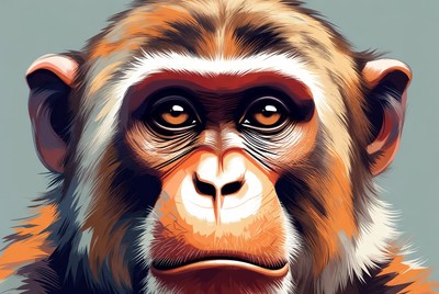 Close-up chimpanzee portrait illustration