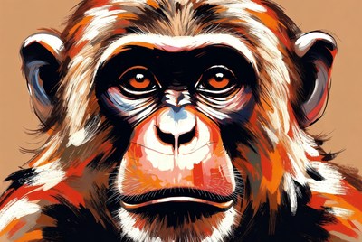 Colorful Chimpanzee Portrait Illustration