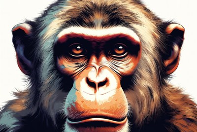 Close-up chimpanzee face illustration