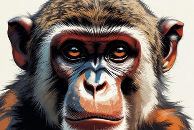 Close-up chimpanzee face illustration