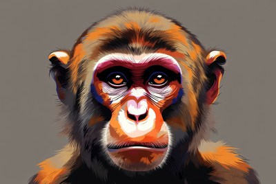 Colorful Chimpanzee Portrait Illustration
