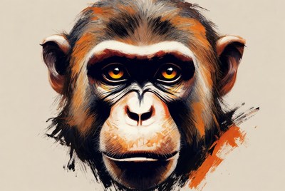 Chimpanzee close-up portrait illustration
