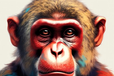 Close-up of colorful monkey face