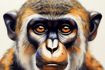 Close-up of colorful monkey face