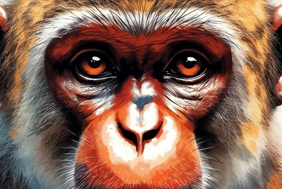 Close-up rhesus monkey face