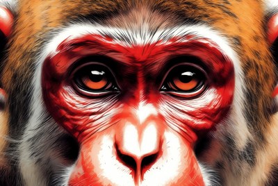 Close-up of red-faced monkey face