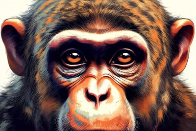 Close-up chimpanzee face illustration