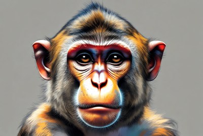 Close-up of colorful monkey face