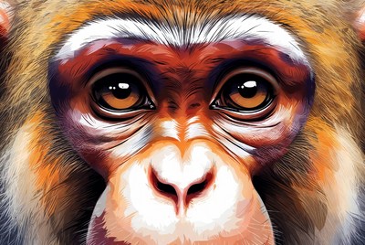 Close-up of rhesus monkey face