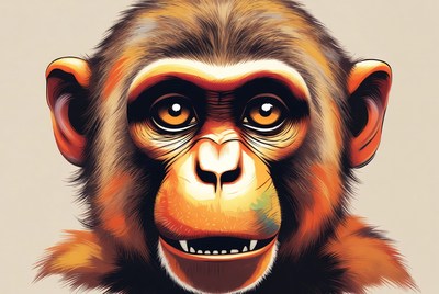 Cartoon Chimpanzee Close-Up Portrait