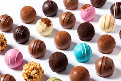 Assortment of colorful chocolate truffles