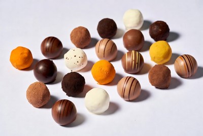 Assortment of colorful chocolate truffles