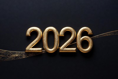 Golden 2026 Numbers on Black