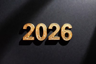 Golden 2026 Numbers on Black