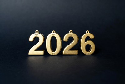 Gold 2026 Numbers on Black Background