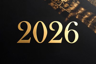 Golden 2026 on Black Background