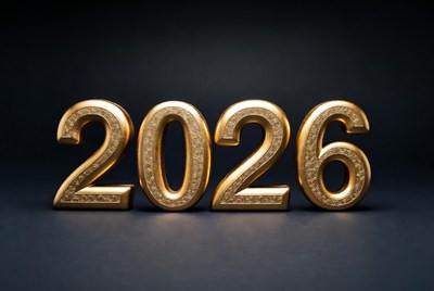 Golden 2026 Numbers on Black