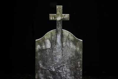 Mossy Graveyard Cross Tombstone