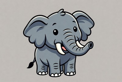 Cute cartoon baby elephant smiling