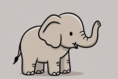 Cute cartoon baby elephant