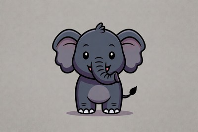 Cute cartoon baby elephant