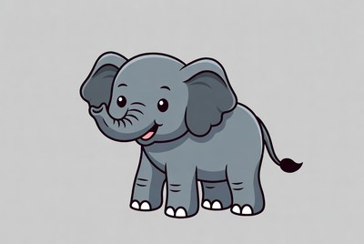 Cute cartoon baby elephant smiling