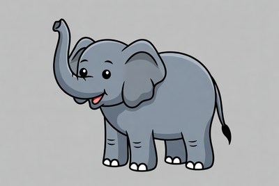 Cartoon baby elephant smiling
